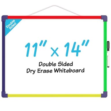 MaxGear Colorful Small Dry Erase Board, 14"x11" Double-Sided Hangable with Dry Erase Marker, Portable Whiteboard for Home School Office - Planning Writing Learning Drawing Art Education - Image 1