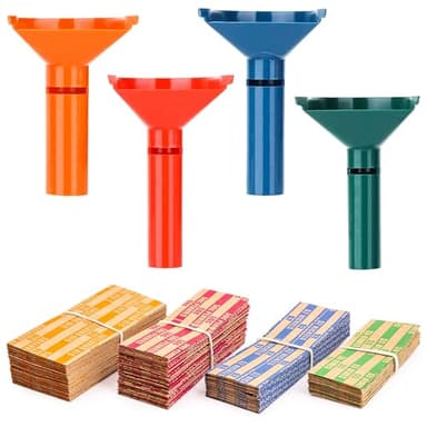 PM Company Color-Coded Coin Counting Tube with 150 Assorted Flat Coin Wrappers for Pennies Through Quarters (05032), Blue; Green;Orange;red, Set of 4 - Image 1