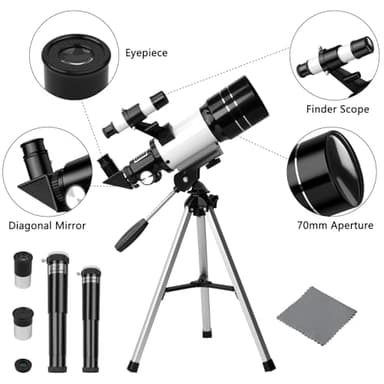 CUYUKU 70mm Aperture 300mm AZ Mount Refractor Telescope (F70301N) - Image 6