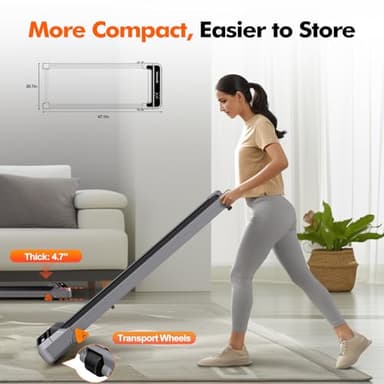 Walking Pad Treadmill with Incline - 3-Levels Incline, 2.5HP Ultra-Quiet 300lbs Capacity Under Desk Treadmill for Home Office Apartment, Mini Portable 4.7" Slim Space-Saving Compact Heavy Duty Remote - Image 6