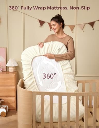 Momcozy Best Wishes Muslin Standard Fitted Crib Sheets, 52"x28", 2 Pack Soft Breathable Natural Cotton Baby Mattress Sheet, 360° Mattress Wrapping Boys Girls Neutral Toddler Bed Sheet, Bravery Giraffe - Image 6