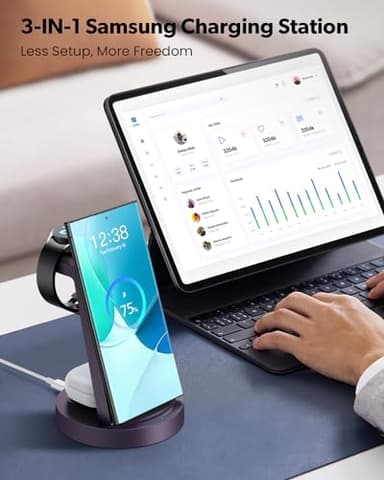 Wireless Charger for Samsung Charging Station: 3 in 1 Wireless Charging Station for Samsung Galaxy Watch - Purple - Image 5