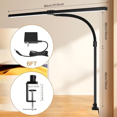 MACASA Double Head LED Desk Lamp with Remote Control for Home Office 24W Brightest Computer Desk Light for Workbench Drafting Architect Study Reading with Anti-Glare Cover - Image 4