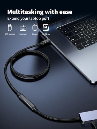 Short USB C Male to Female Extension Cable 1.6FT,Type C USB 3.1 Gen 2 10Gbps Data Transfer 100W Charging Compatible with MacBook Pro,iPad Pro,Switch,Dell XPS,Surface Go,Hub,Docking station,PSVR2 - Image 5