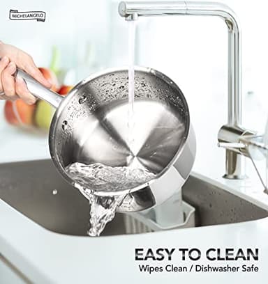 MICHELANGELO Stainless Steel Saucepan Set 1Qt & 2Qt, Premium German Technology Sauce Pans 2 Piece, 18/10 Stainless Steel Sauce Pan Set, Induction Compatible - Image 6