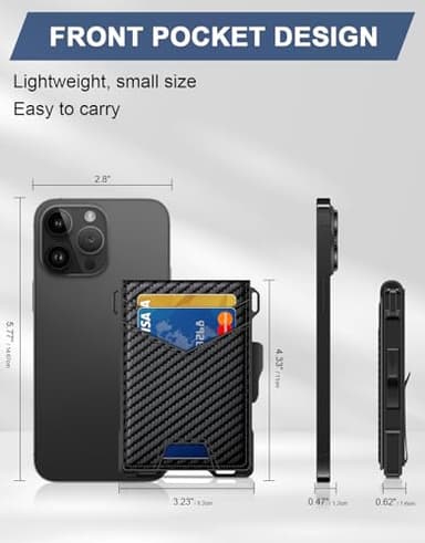 GHUKY Wallet for Men, Minimalist Slim Mens Wallet with Money Clip, RFID Blocking Smart Pop Up Card Wallet with ID Window, Compact Bifold Wallet, Metal Aluminum Credit Card Holder - Image 5