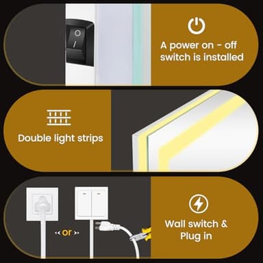 YOLEO 24x36 LED Bathroom Mirror, 36x24 Led Mirror for Bathroom with Front and Backlit, Lighted Bathroom Vanity Mirror for Wall, Anti-Fog, Dimmable, Memory Function, 3 Colors, Horizontal/Vertical - Image 4