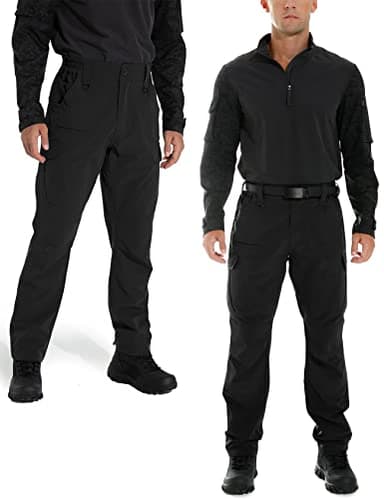 KFUBUO Men's Lightweight Ripstop Tactical Cargo Pants, Water Resistant Hiking Work Pants Relaxed Fit Black - Image 3