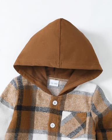 Yhnslsf 3T Boy Clothes 4T Fall Winter Baby Boy Sweatshirts Flannel Plaid Button Hoodied Shirts Ripped Denim Outfits Jeans Pants Set 3-4 Littler Boy Clothes - Image 5