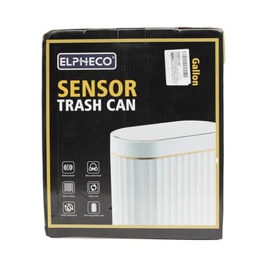 ELPHECO Automatic Motion Sensor Trash Can - 2 Gallon Slimline for Bathroom, Bedroom, Kitchen, Office - White with Gold Trim - Image 10
