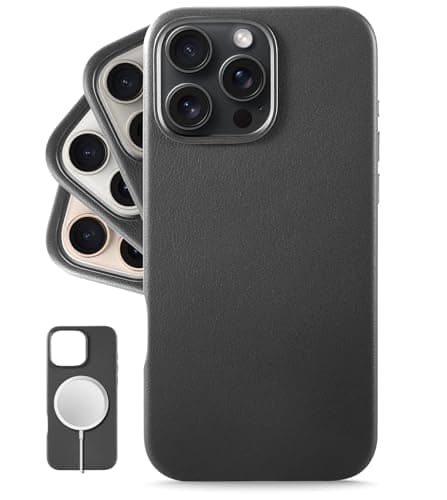 LONLI Classic - for iPhone 16 Pro Leather Case - European Genuine Vele Leather Phone Case - Smoothen and Soften Over Time - [Compatible with Magsafe] - Black - Image 1