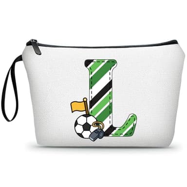 ARIOSEY Soccer Gifts Personalized Soccer Ball Cosmetic Bag for Purse Birthday Inspirational Gifts for Girls Women Team Coach Mom Stuff Travel Organizer-L - Image 1