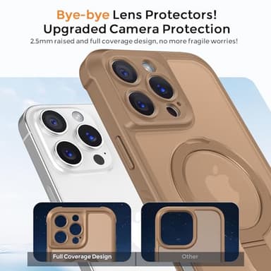 MOCCA Design for iPhone 16 Pro Max Case with Magnetic Invisible Stand [Full Camera Protection] [Compatible with Magsafe] Military Drop Shockproof Translucent Matte Phone Case Cover 6.9",Brown - Image 3