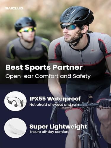 BAICLUD Bone Conduction Headphones, 2024 Upgrade Open-Ear Wireless Bluetooth Workout Headphones with Microphones, 8Hr Playtime, Waterproof Earphones for Sports, Running, Gym, Hiking, Cycling - Image 4