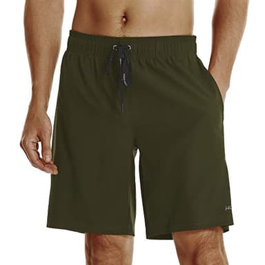 HOdo Mens Swim Trunks with Mesh Liner 9" Quick Dry Swim Shorts Bathing Suits for Men Swimwear Board Shorts wiht Pockets ArmyGreen L - Image 1