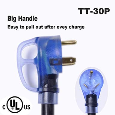 Yodotek 25ft TT-30P to TT-30R 30Amp Heavy Duty RV Extension Cord,LED Indicator Easy Unplug Design with Cord Organizer, 10 Gauge UL Listed - Image 3