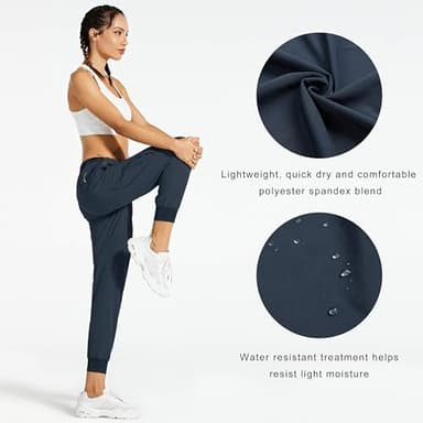 Libin Women's Cargo Joggers Lightweight Quick Dry Hiking Pants Athletic Lounge Casual Travel, Navy L - Image 3