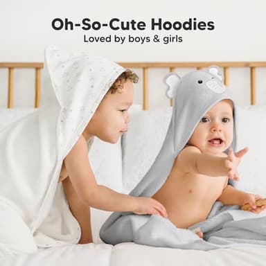KeaBabies Hooded Baby Towel for Newborn - Viscose Derived from Bamboo Large Baby Bath Towels with Hood for Boys, Girls, Toddler, Extra Absorbent & Soft Newborn Bath Essentials (Elephant) - Image 7