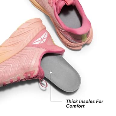 ALLSWIFIT Women's Slip On Walking Shoes Running Comfortable Tennis Breathable Non Slip Athletic Gym Workout Cross Training Fashion Sneakers,Size 9.5,Pink/Orange,SARR034W - Image 6