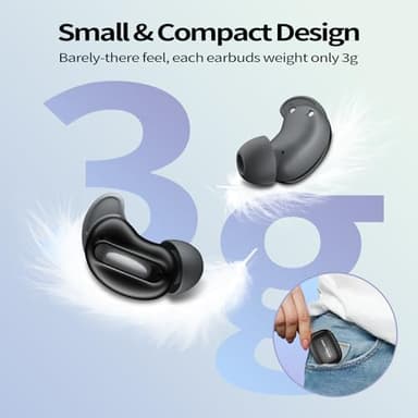 Sleep Earbuds, Mini ANC Wireless Earbuds Bluetooth 5.4 Headphones Deep Bass Stereo, 48H Playtime Ear Buds, 4 ENC Noise Cancelling Mic, In Ear IP7 Waterproof Earphones for Side Sleepers,Touch Control - Image 9