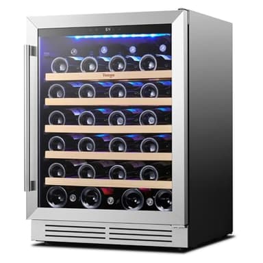 Yeego Wine Fridge Cooler - 24 Inch Wine Fridge Hold 47 Bottles, 40-65°F Wine Refrigerator Glass Door, Built in, Freestanding Under Counter Fridge for Beer Soda Drink Home Bar Office(5.12 Cu.ft) - Image 1