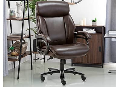 Big and Tall Office Chair 400lbs-Heavy Duty Executive Desk Chair, High Back Ergonomic Leather Computer Chair with Tilt Rock&Tension, Padded Armrests-Brown - Image 8