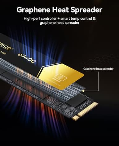 ORICO 4TB NVMe SSD PCIe 4.0- Up to 7400MB/s, M.2 2280 PCIe 4.0X4 Internal Solid State Drive, Fast Heat Dissipation, Compatible with macOS Windows for Gamers and Creators-e7400 - Image 6