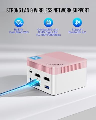 GMKtec Mini PC NucBox G5, Intel 12th Gen Alder Lake N97 (up to 3.6GHz), 12GB RAM 256GB M.2 SSD, Home, Business, Office Mini Computer, 4K UHD Dual HDIMI, RJ45-Pink - Image 5