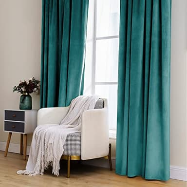 MIULEE Teal Velvet Curtains 108 inches Long 2 Panels - Luxury Blackout Curtains for Bedroom Living Room Thermal Insulated Fall Decor Super Soft Window Drapes Rod Pocket & Back Tab - Image 8