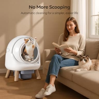 SHETAZ Self Cleaning Litter Box,Automatic Cat Litter Box for Multiple Cats,Robot with APP Control,Dual Safety Protection,Odor-Free Waste Disposal Includes Trash Bags,White - Image 6