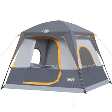 UNP 4-Person Tent, Portable Cabin Tent, Camping Tent 4-Person Easy Set Up, Waterproof with Top Rainfly for Outdoor Camping/Hiking (Gray) - Image 1