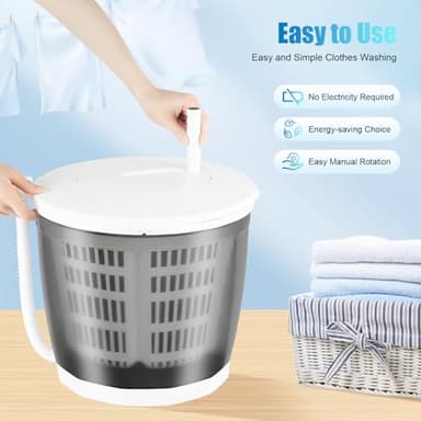 2 in 1 Manual Washer & Dryer, Multifunctional Mini Portable Washing Machine, Removable Compact Washer Spin Dryer, Use for Foldable Apartments, Camping,Travel, Indoors or Outdoors. - Image 6
