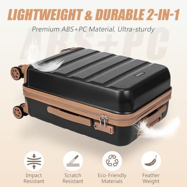 Eeeza Luggage Sets 5 Piece,Hard Case Suitcase Set with Spinner Wheels,Hardshell Lightweight Travel Luggage with TSA Lock (Black,20/24/28 Inch) - Image 4