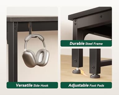 Coleshome 71 Inch Computer Desk with USB Ports, Large Office Desk, Long Study Student Writing Desk, Black - Image 7