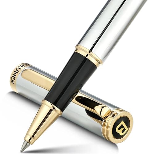 BEILUNER Luxury Rollerball Pen, Stunning Silver Chrome with 24K Gold Finish,Noble and Elegant Designs,Schneider Ink Refill, Best Gift Pen for Men & Women, Professional, Executive Office, Fancy Pens - Image 1