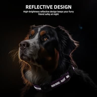 Upgraded AirTag Dog Collar, IP68 Waterproof Air Tag Dog Collar Holder, Reflective, Ultra-Durable, Comfortable Padded, Heavy Duty Dog Collars for Small Medium Large Dogs (M (12.6"-17.1"), Purple) - Image 4