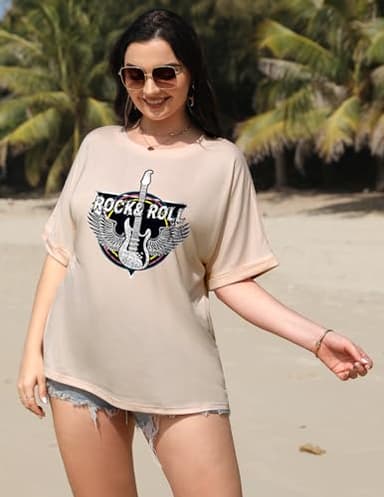 IN'VOLAND Womens Short Sleeve Oversized Tops Summer Crew Neck Loose Casual Tee T-Shirt - Image 3