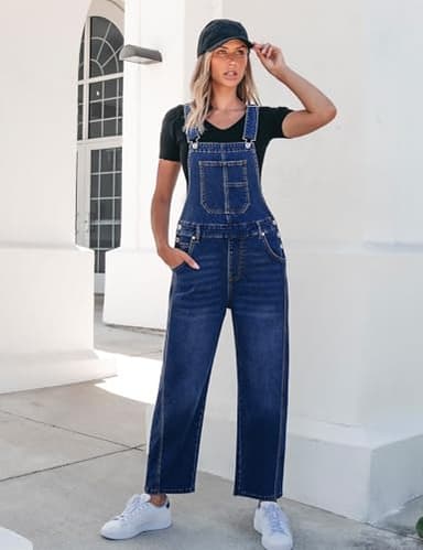 luvamia Overalls for Women Jean Overalls Women Loose Blue Jean Jumpsuit Travel Outfits Denim Overalls Jump Suit Classic Blue Medium Fits Size 8 / Size 10 - Image 4
