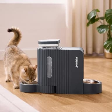 ZOMISIA Gravity Cat Food and Water Dispenser Set with 304 Stainless Steel Bowls, 2 in 1 Automatic Cat Feeder with 180 Degree Rotatable Water Bowl, Large Capacity for Puppy Kitten Rabbits, Grey - Image 7