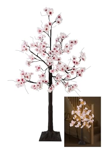 Uieke 4FT Cherry Blossom Tree, 48 Fairy Lights Artificial Lighted Tree for Home Inside Outdoor Spring Wedding Party Festival Decor, Warm White - Image 1