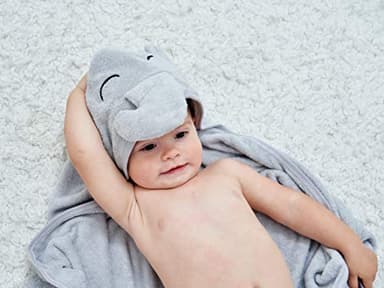 HIPHOP PANDA Hooded Towel - Rayon Made from Bamboo, Bath Towel with Bear Ears for Newborn, Babie, Toddler, Infant - Absorbent Large Baby Towel - Grey Elephant, 30 x 30 Inch - Image 5