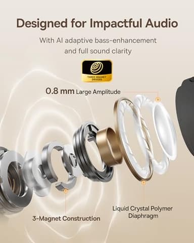 Baseus Bowie MC1 Open Ear Clip-On Earbuds, Adaptive Comfort with Anti-Drop Design, Impactful Sound with Adaptive Bass Boost, Adaptive Noise Cancelling Calls, IP57 Waterproof, 40H Playtime, Lightweight - Image 4
