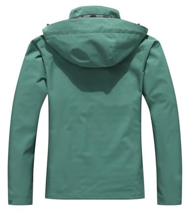 DECKTIN Women's Waterproof Raincoat Lightweight Rain Jacket Detachable Hood Travel Outdoor Olive XL - Image 2