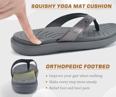 jiajiale Womens Fashion Orthotic Flip Flops Ladies Slip On Lightweight Comfortable Thick Cushion Yoga Mat Thong Sandals With Plantar Fasciitis Arch Support - Image 4