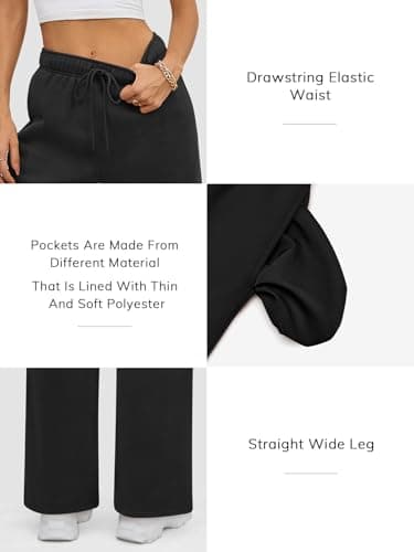 ATHMILE Women’s 2025 Fall Fleece Lined Plus Size Sweatpants Baggy Open Bottom Lounge Heated Pants Athletic Joggers Black - Image 3