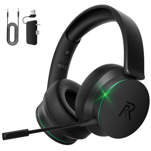 RYR Wireless Gaming Headset for Xbox Series X|S, Xbox One, PS5, PS4, Mac, Bluetooth 5.3, 3D Surround Sound, Rotatable Earmuffs, Gaming Headphones with Noise Canceling Microphones-Blackgreen - Image 1