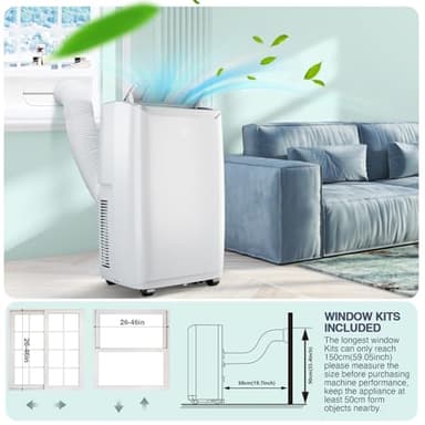 14,000 BTU Portable Air Conditioner – 4-in-1 Portable AC Unit with Cooling, Dehumidifier, Fan & Sleep Mode for Rooms Up to 700 Sq.Ft, Remote Control, LED Display, 24H Timer, White-3032 - Image 4
