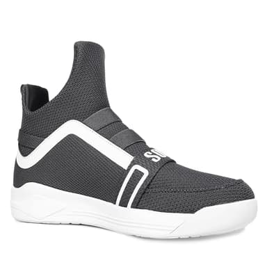 Soulsfeng White Grey High Top Sneakers for Men 6.5 Fashion Mesh Breathable Slip On Walking Shoes - Image 4