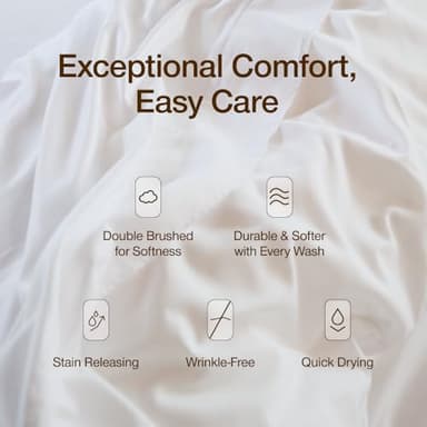Coop Home Goods Comphy SoftSpa Bed Sheet Set of 4 Pieces, White Cal King, Super Soft California King Sheets, Flat and Fitted, Luxury Spa and Hotel Quality Bed Sheets and Pillowcase Set - Image 3
