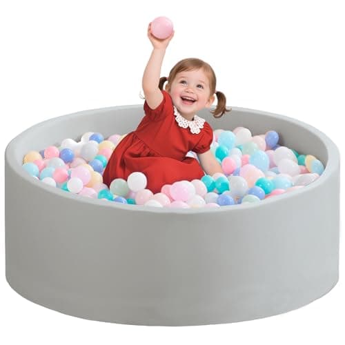 Zedachica Ball Pit for Toddlers 35.43''x11.81 Baby Ball Pits Soft Memory Foam Ball Pit Round Kids Ball Pit Indoor Game Kids Play Ball Pool Ideal Gift for Girls and Boys (Grey, NO Balls) - Image 1